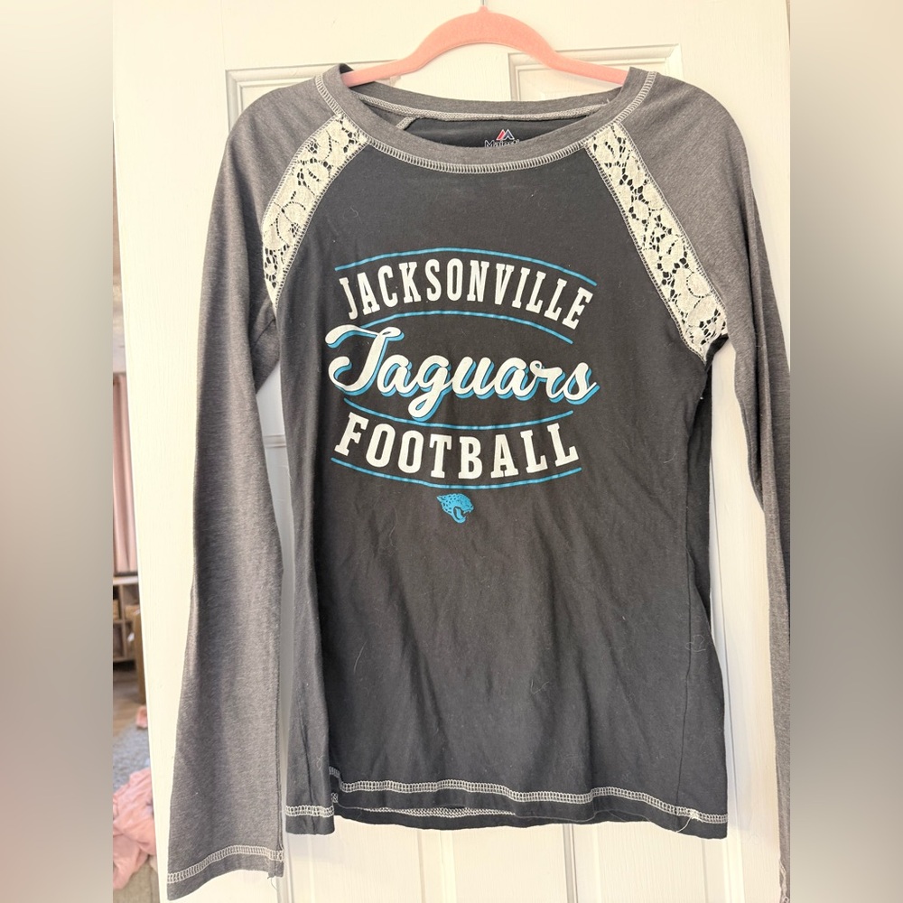 Jacksonville Jaguars Majestic Black and Lace Long Sleeve Shirt